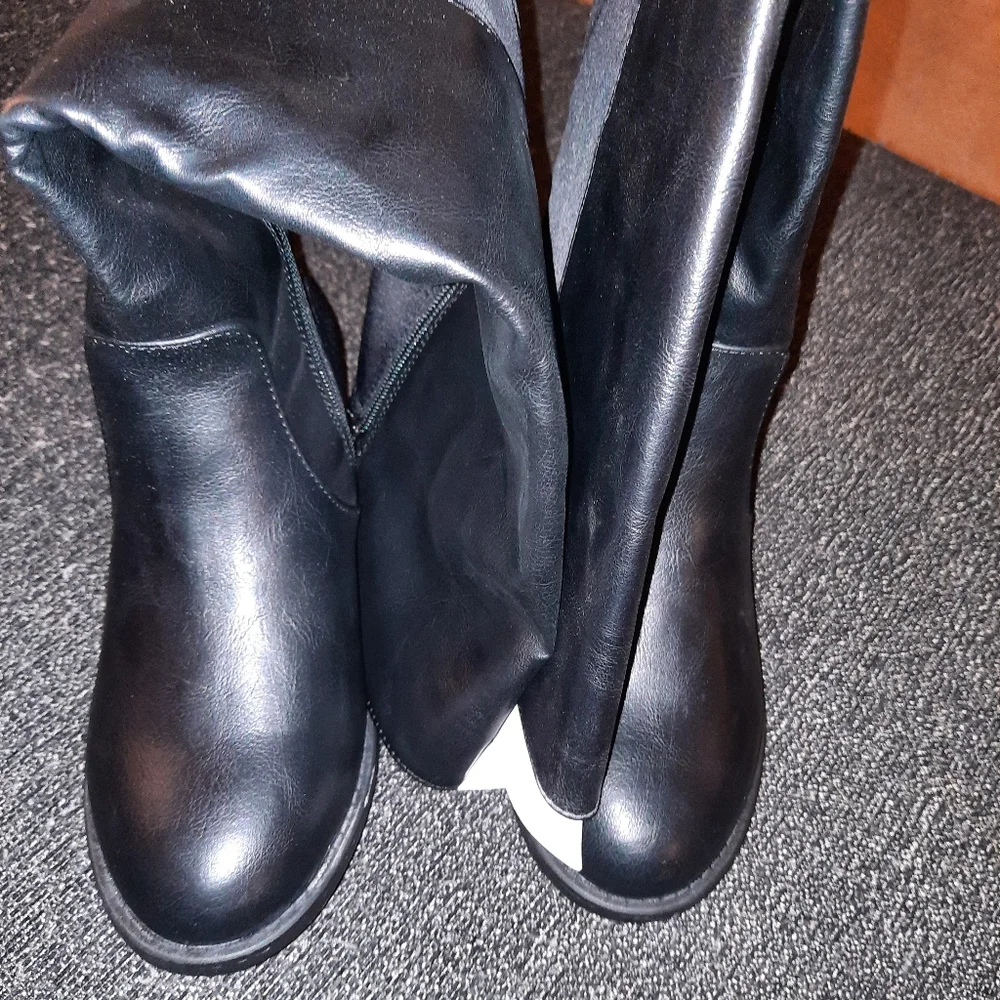 Torrid Faux Leather Stretch Back Over the Knee Boots